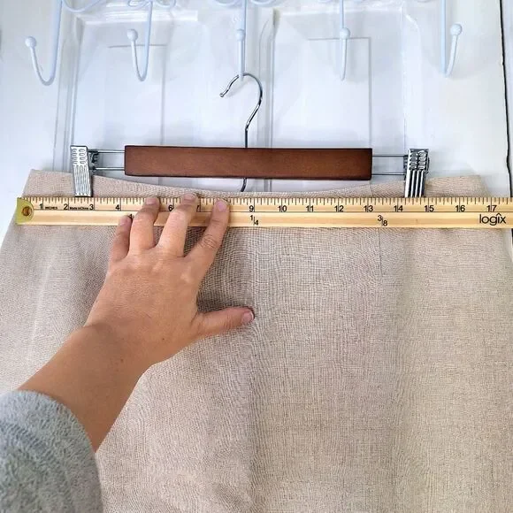 Rafaella 100% Linen Tan Knee Length Skirt Sz 16 - Picture 9 of 11